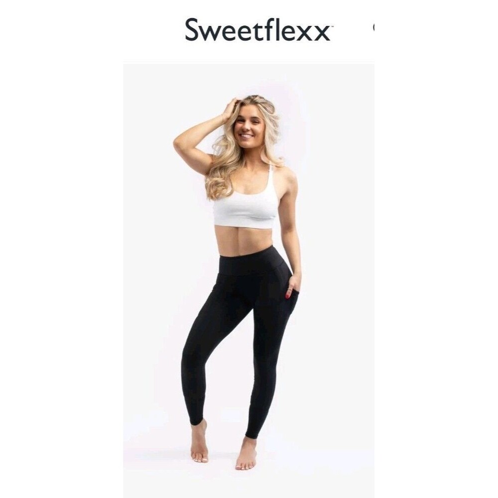 NWT Sweetflexx Resistance Leggings 25" Pull On Booty Band Shaping Black Size 4